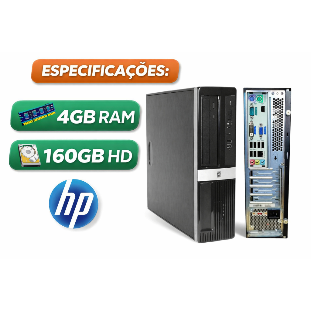 Computador HP Compaq Core 2 Duo 4gb ram 160gb hd Wifi Garantia 3 Meses NF Trabalho Estudo Promoção