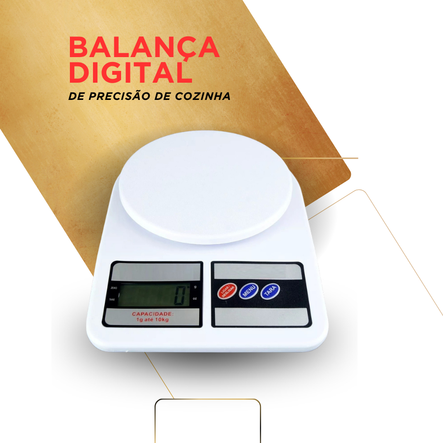 Balança Digital Cozinha 10kg Alta Precisão Dieta Fitness CI Receitas