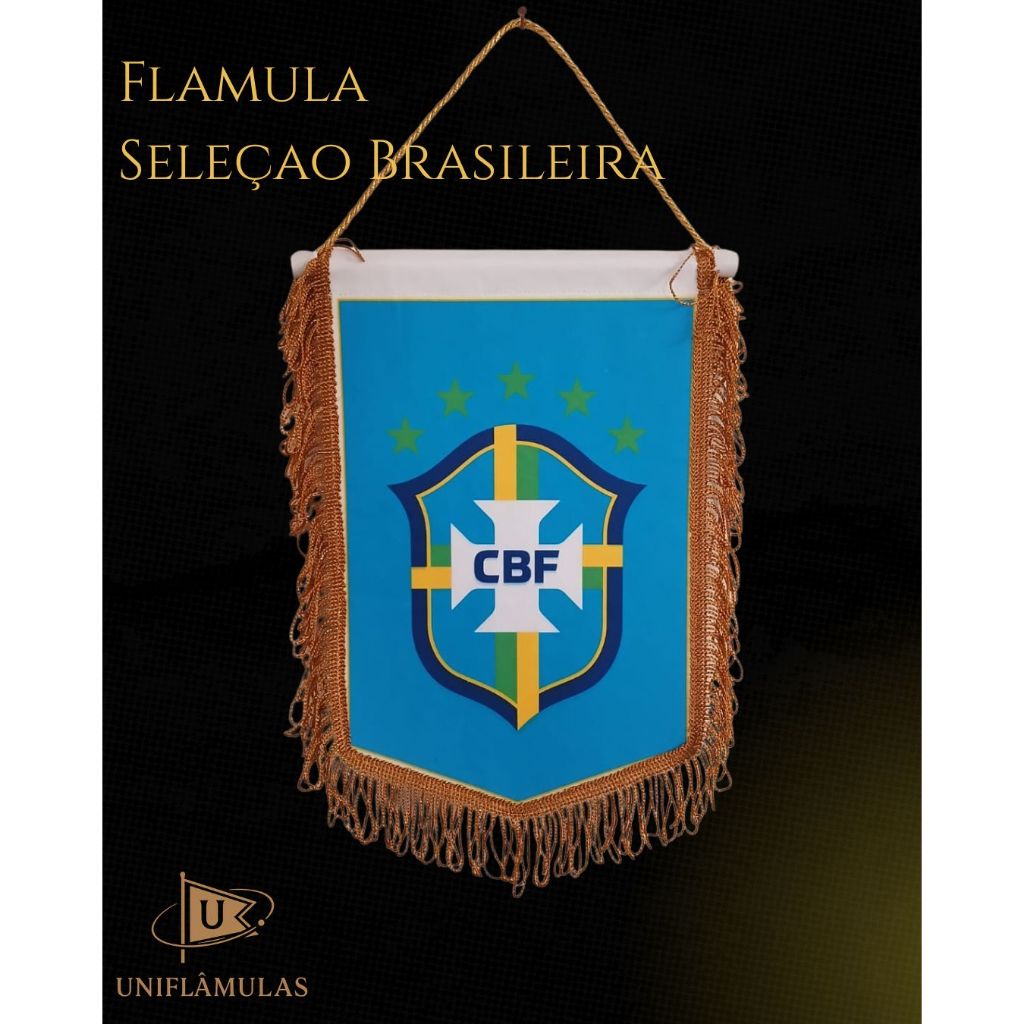 Flâmula Seleção Brasileira 20x30 cm | Flâmula Brasil Futebol Copa do Mundo | Flâmula Decorativa Brasil