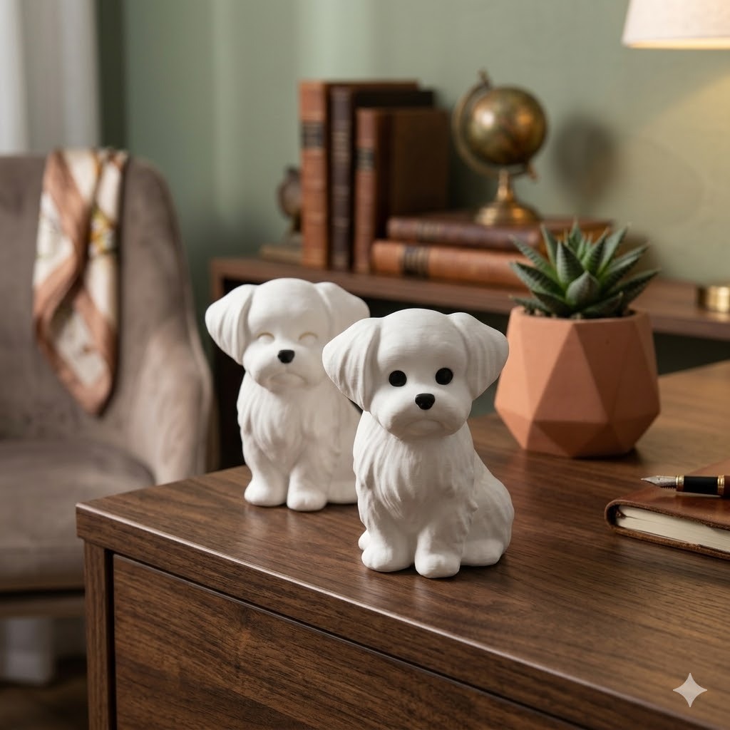 Par de Mini Cachorros Decorativa Premium - Ideal para Mesa, Estante e Nichos Minimalistas — imagem 2 de 2