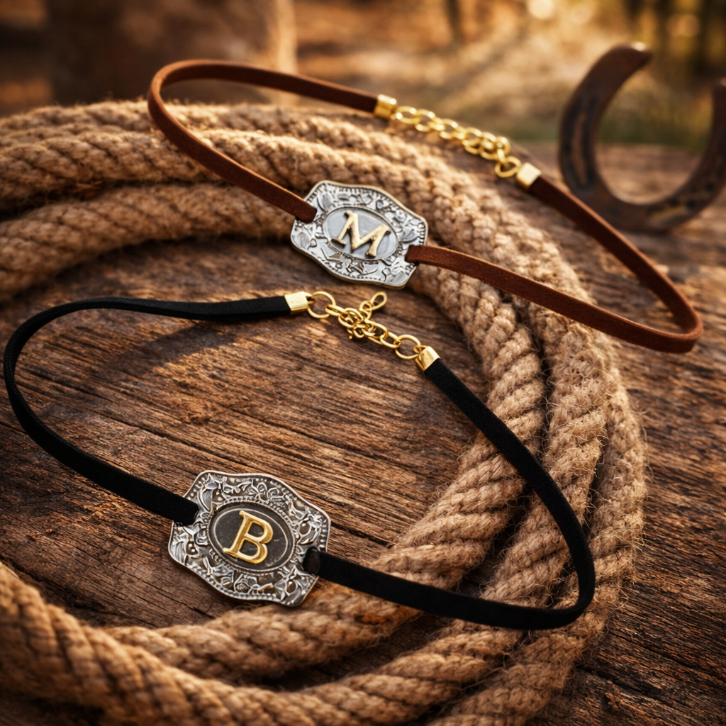 Colar Country Choker Feminina Ajustável Fivela Com Letra em Oferta na Shopee