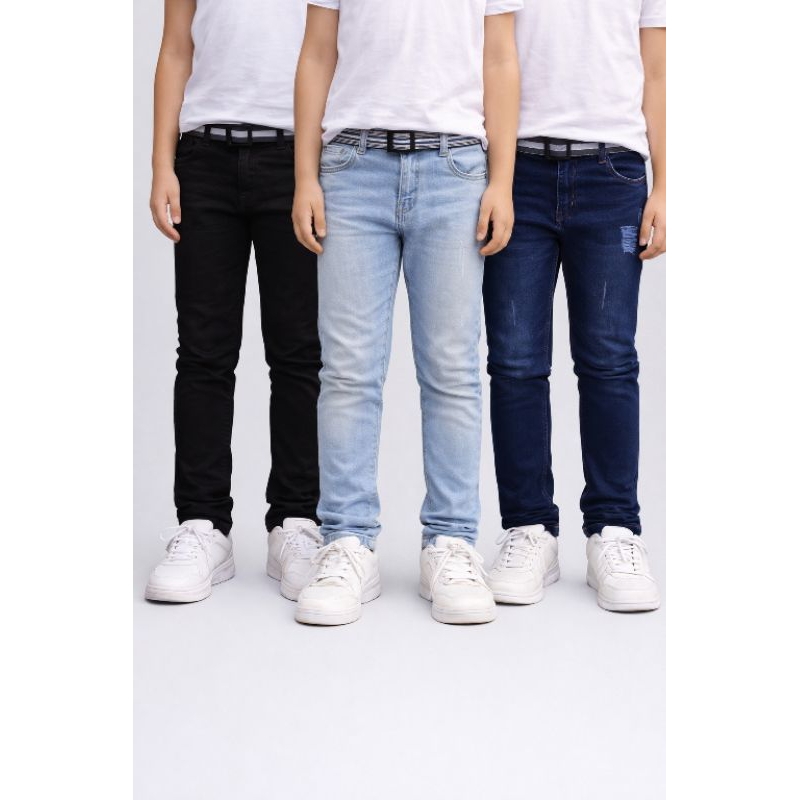 kit 3 calça jeans infantil 3 cores sortidos