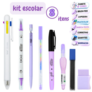 Kit Caneta Troca Cores Dual Brush Caneta Gel Marca-texto Corretivo Lapiseira Grafites E Borracha em Oferta na Shopee
