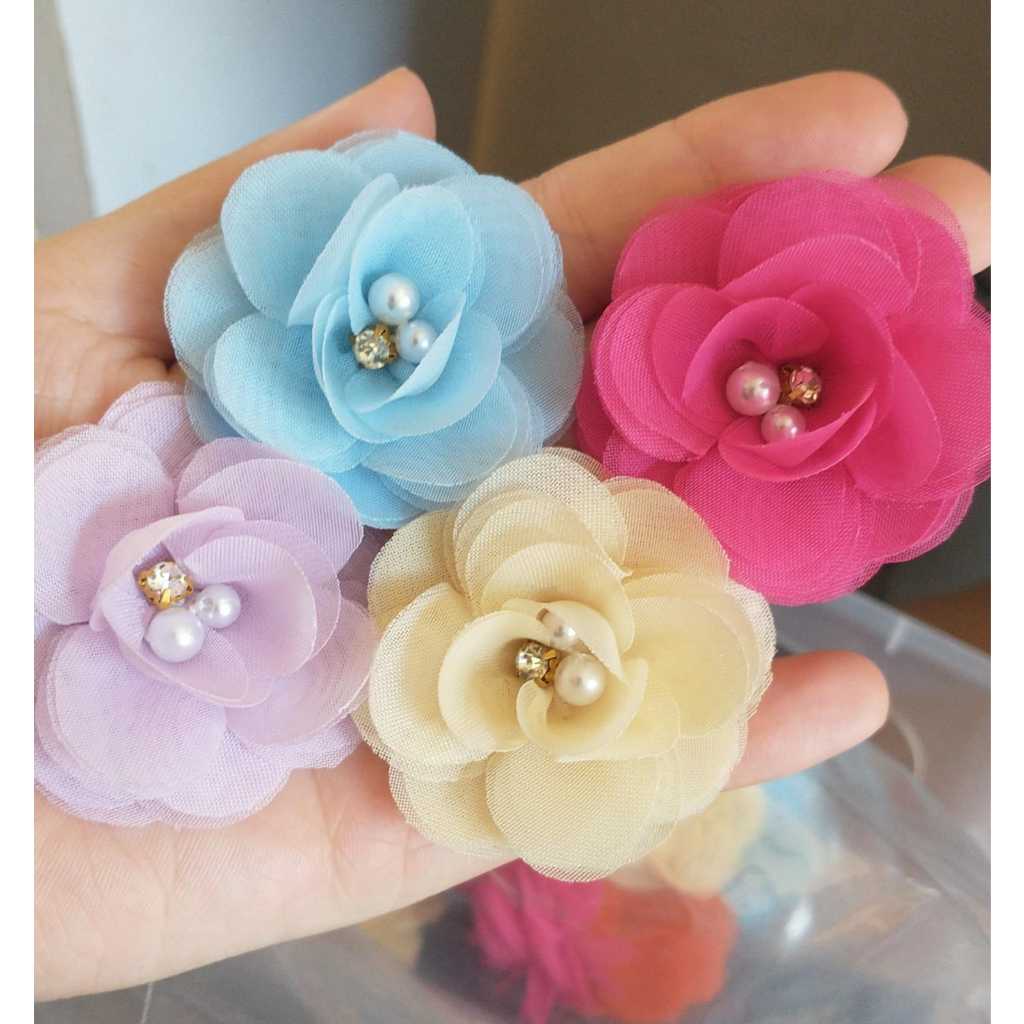 Flores orquídea de voal para aplicação 4cm (5 a 15 unidades)
