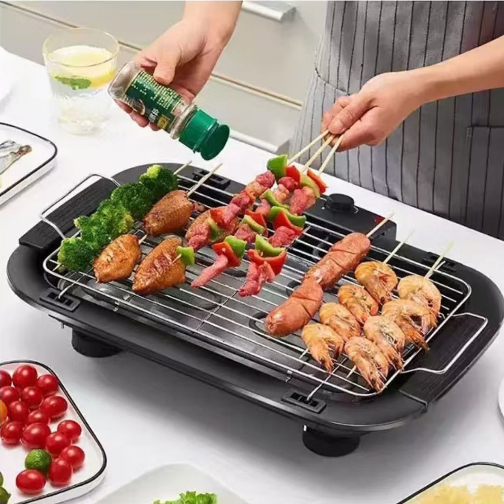 Churrasqueira Elétrica Interior Exterior Sem fumaça Grelhador Portátil Cozinha 110v