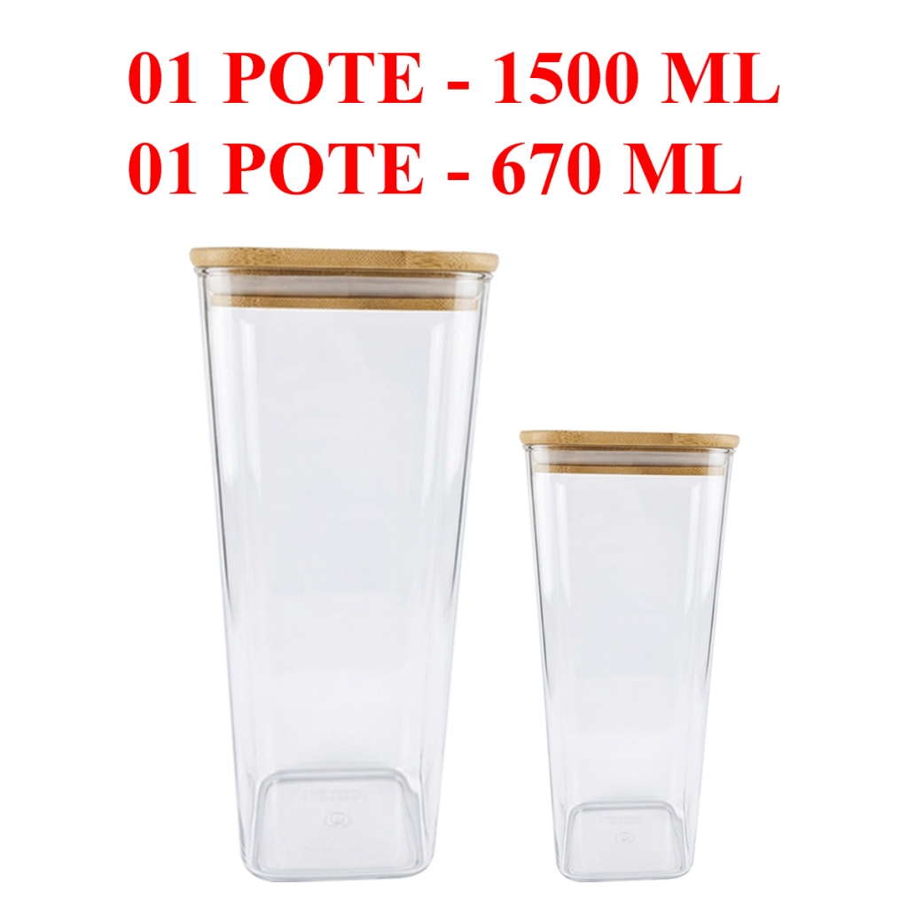 POTES HERMÉTICOS DE PLÁSTICO TAMPA BAMBU 670 ML 1500 ML MANTIMENTOS COZINHA RESISTENTE UTILIDADES
