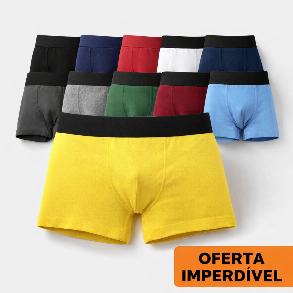 Cueca Boxer Masculina Kit 5 Algodão Premium Conforto Adulto Básica Uso Diário em Oferta na Shopee