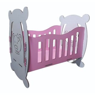 Mini Berço para boneca / Rosa Lilás Azul em MDF 3mm 46x40x30 em Oferta na Shopee