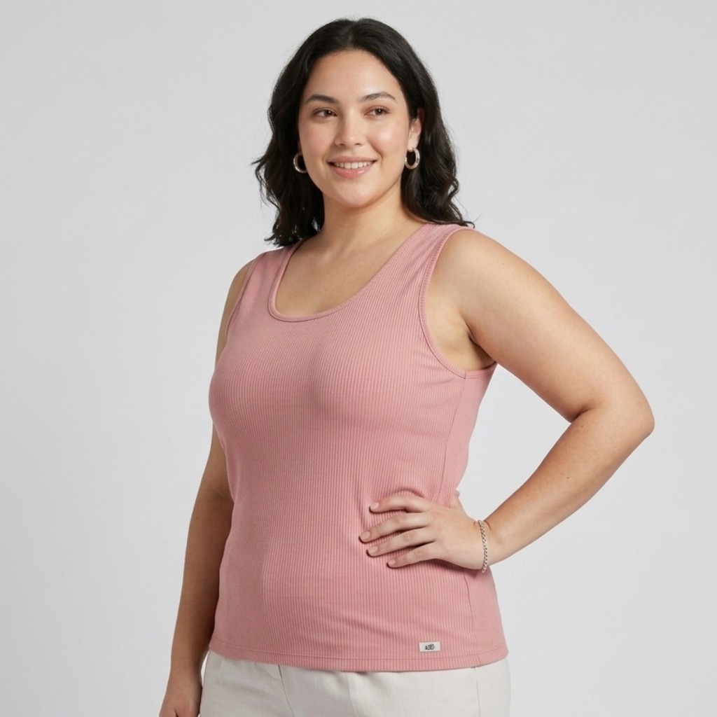 Regata Canelada Plus Size Feminina G1 G2 G3 Rosa Preto Bege
