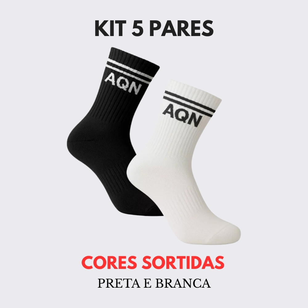 Imagem Kit 5 Meia Cano Médio Feminino AQN SPORT