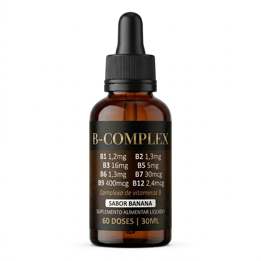 B-COMPLEX Suplemento Vitaminas do Complexo B Metilfolato Metilcobalamina B1 B2 B3 B5 B6 B7 B9 B12 Em Gotas Sublingual