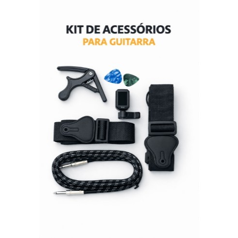 Acessórios para Guitarra - Envio Imediato - Capotraste + Afinador + Correia + Cabo + Palhetas