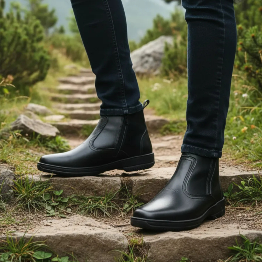 Bota Social Masculina Com Ziper Botina Em Couro Vaqueta Legitimo Botinha Trabalho Passeio 2220