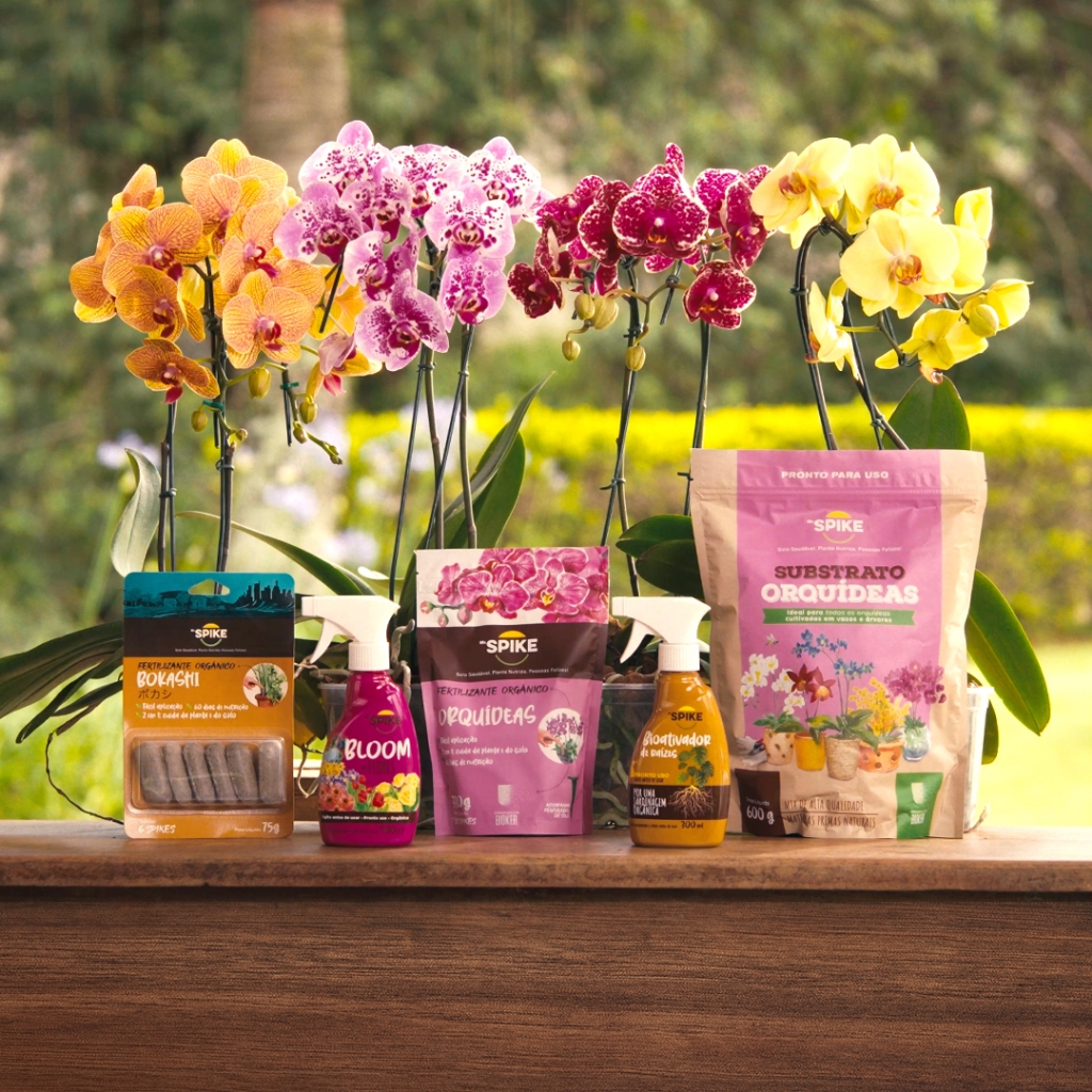 Kit Orgânico Orquídeas Completo Mr Spike: Adubo + Bokashi + Substrato + Potencializador de flores