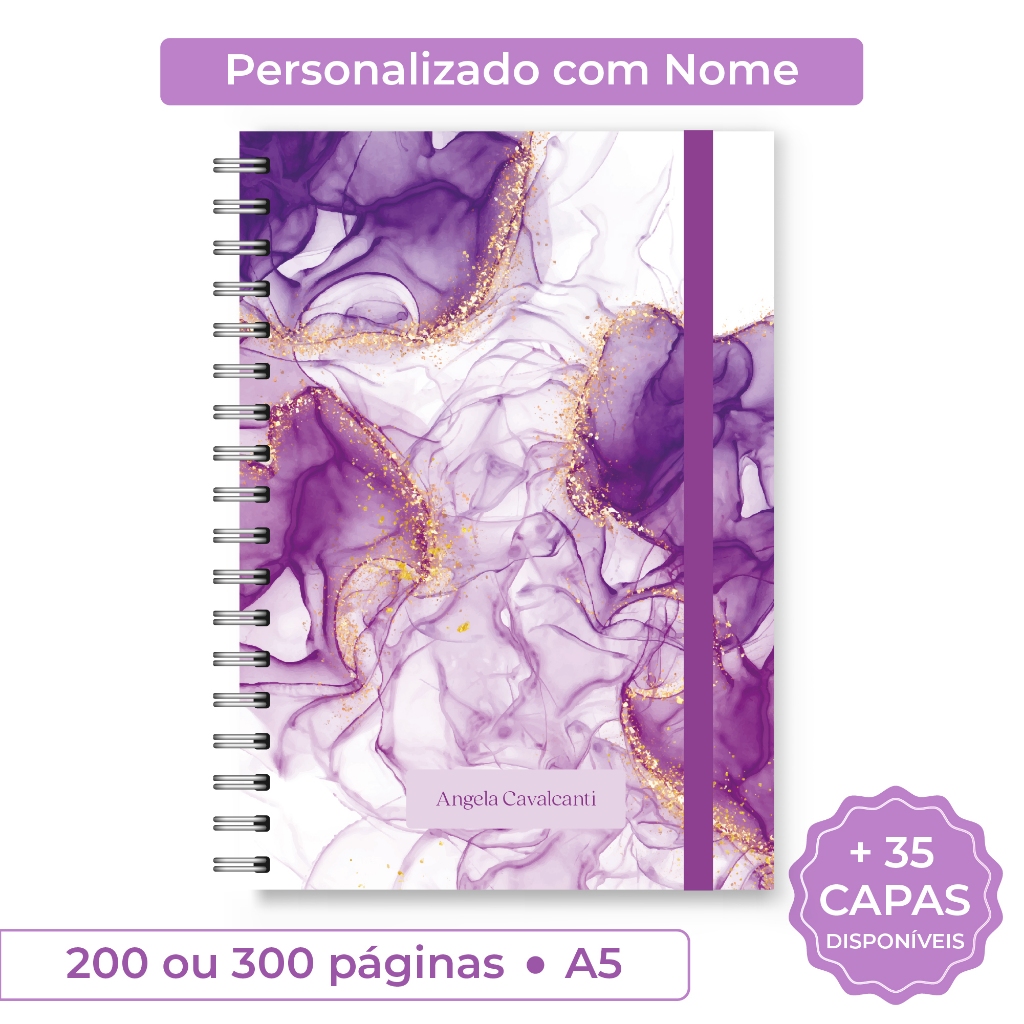 Caderno de Anotações A5 Personalizado com Nome | Capa Dura Wire-O 200 ou 300 Páginas | Presente