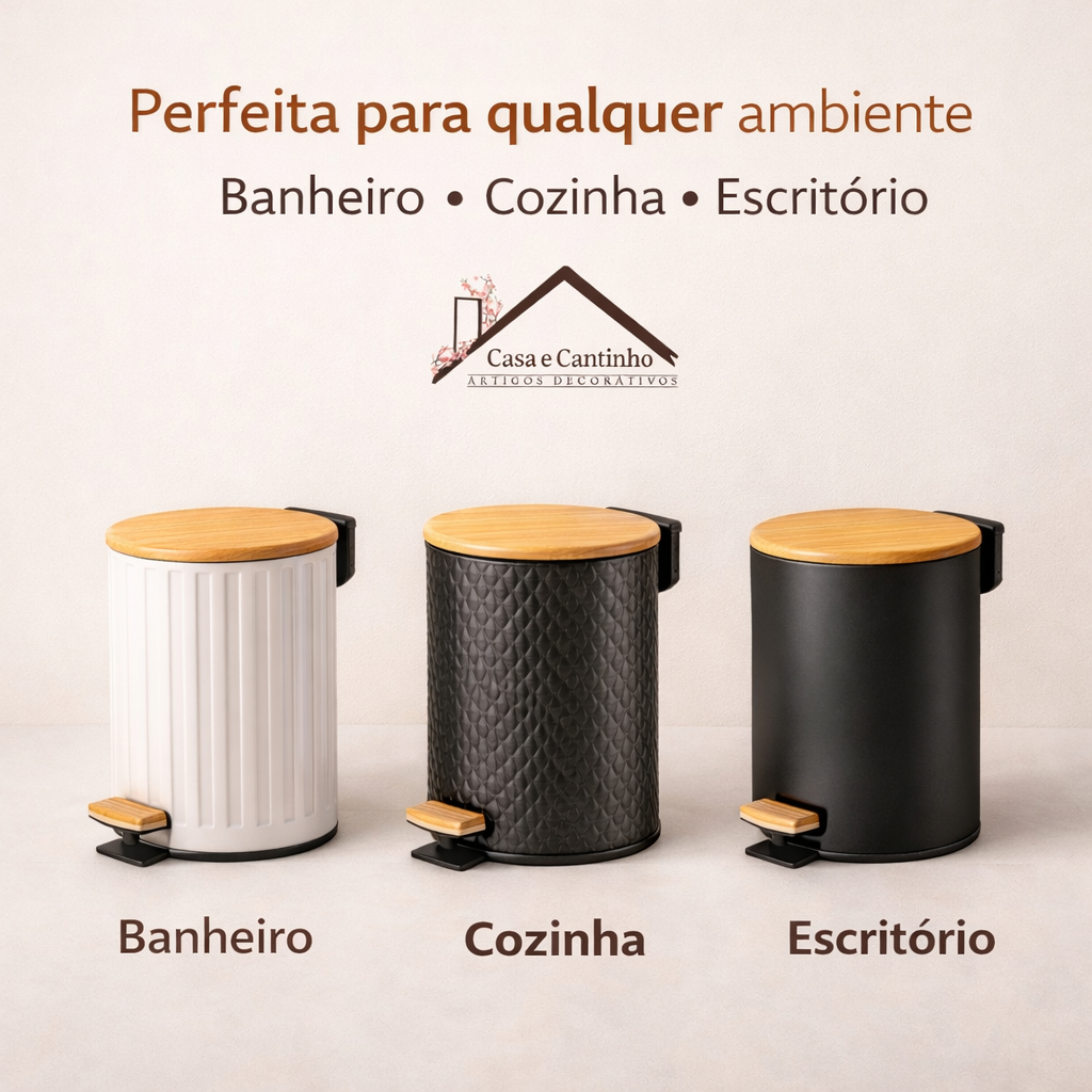 Lixeira para Casa Banheiro Cozinha Grande em Inox ou Metal  Com e Pedal Decorativa Multiuso em Oferta na Shopee