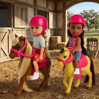 Boneca com Cavalo Articulada Infantil Brinquedo Fazendinha Montaria Presente Menina em Oferta na Shopee