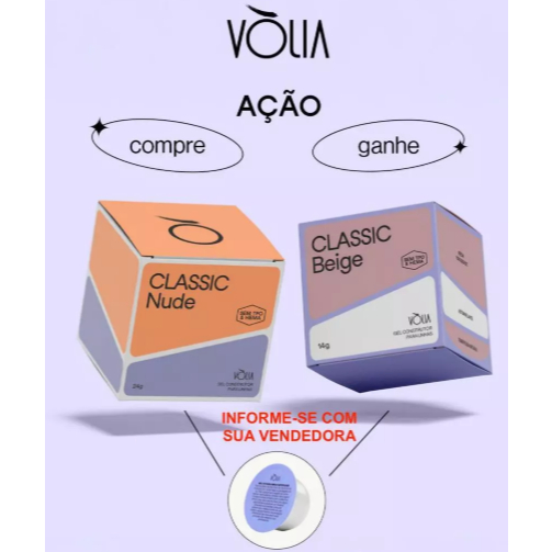 Promoção compre 1 e ganhe outro gel volia- classic cover - classic nude 24g