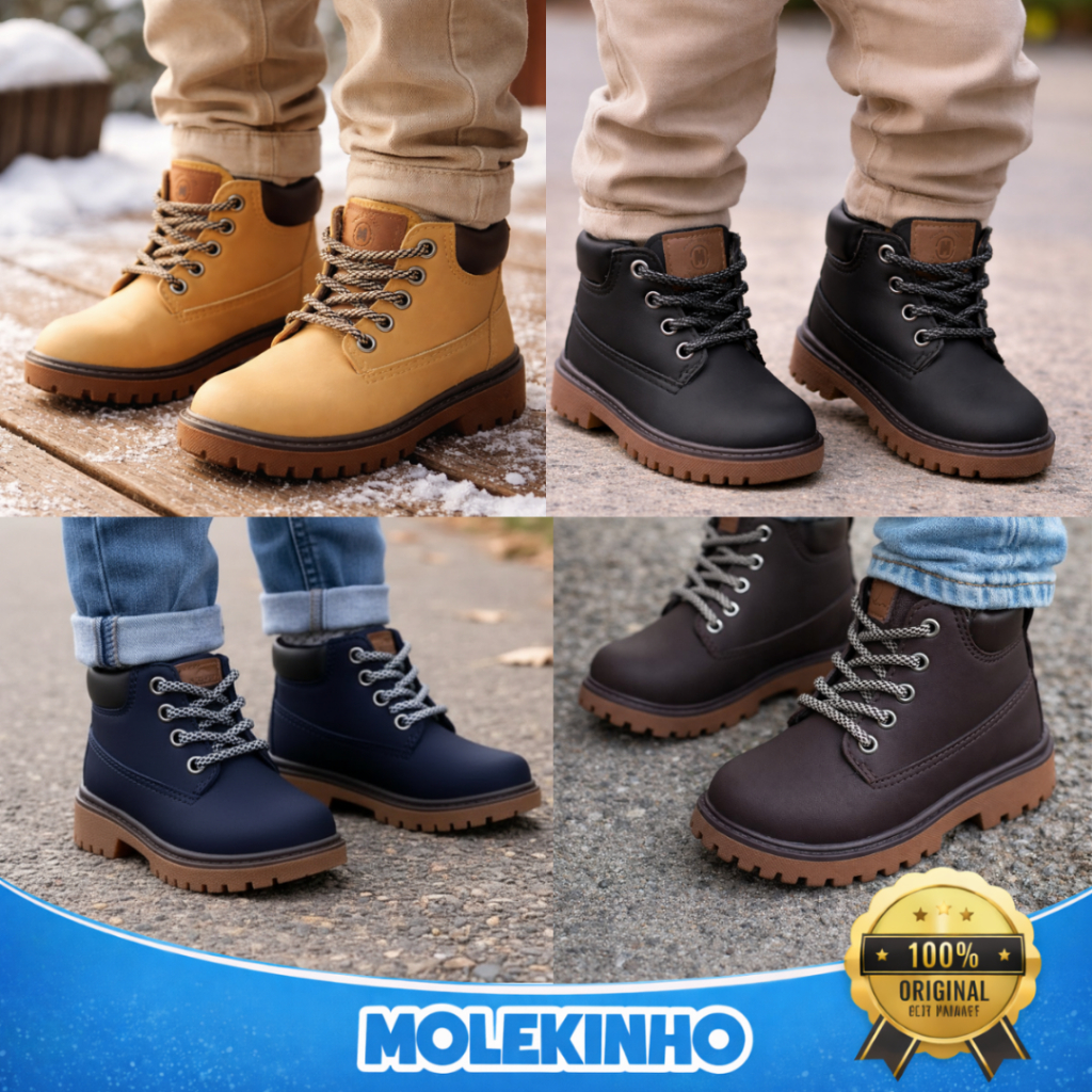 Bota Molekinho Coturno Infantil Baby Solado Tratorado Botinha Rústico Inverno Conforto Original