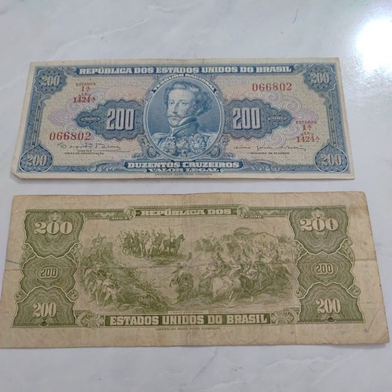 Cédula Antiga Original de 200 (duzentos) Cruzeiros Circuladas na década de 1940-1960