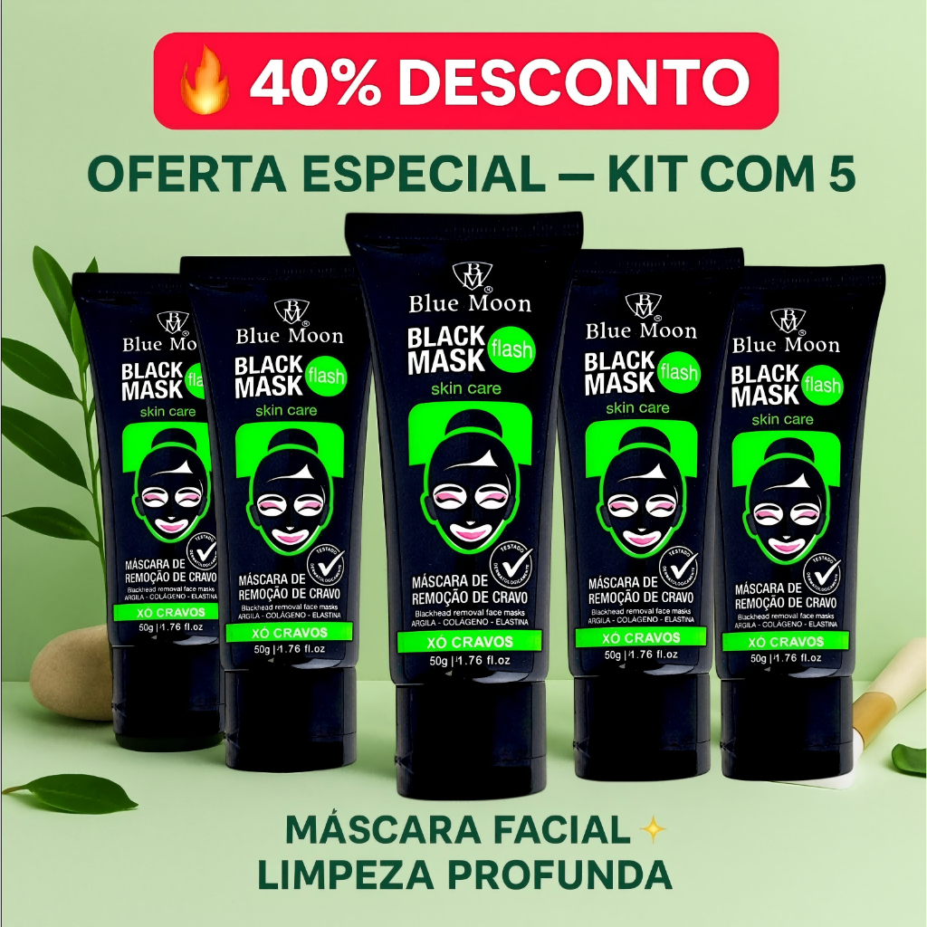 Kit Com Desconto Skin Care Pele Remover cravos Bluemoon Black Mask com Carvão Ativado