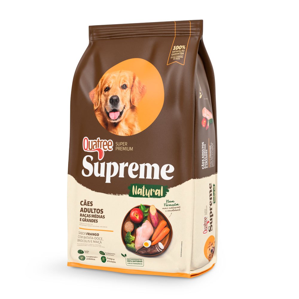 Ração Quatree Supreme Cães Adultos Raças Médias e Grandes Frango e Batata Doce 15kg