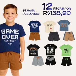 Kit Sortido de 12 Peças de Roupas Infantil Menino Kit com Conjuntos de Roupa Menino Verão em Oferta na Shopee