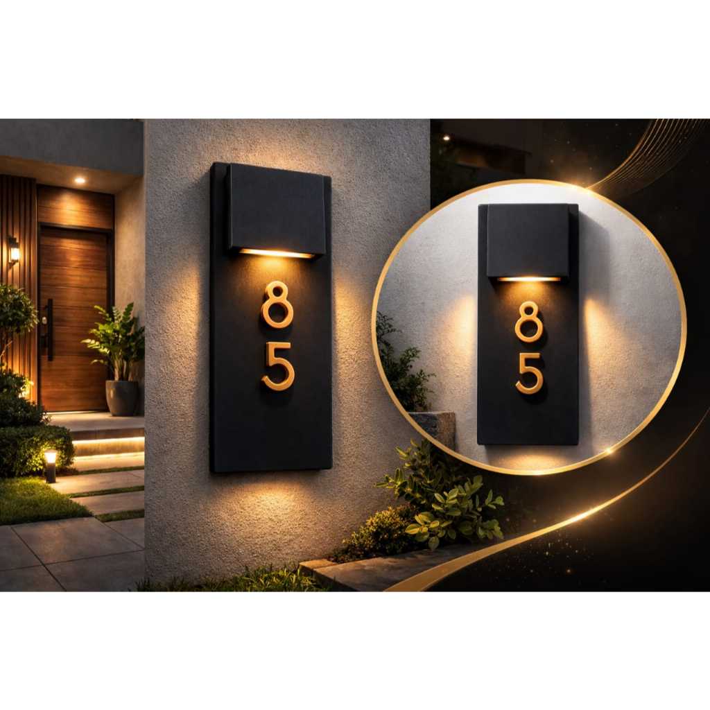 Placa residencial em ACM para Endereço, Número de Casa, Condomínios e empresas em geral com led fita de led iluminação