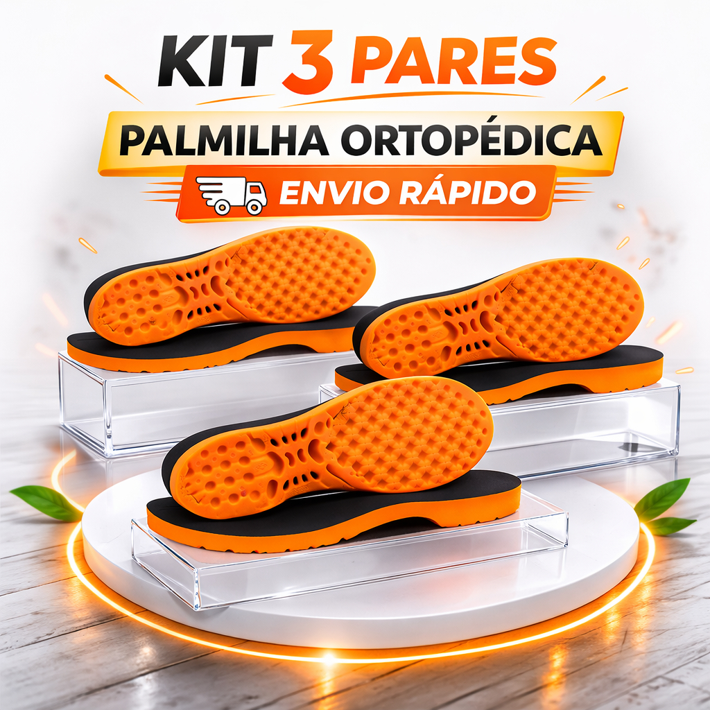 Kit 3 Pares Palmilha Ortopédica Gel Conforto Anti Impacto Alívio Dor Nos Pés