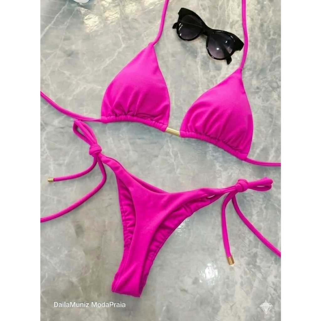 Biquíni Fio Dental Bronze Perfeito – Moda Praia com Amarração Lateral Verão 2025 em Oferta na Shopee