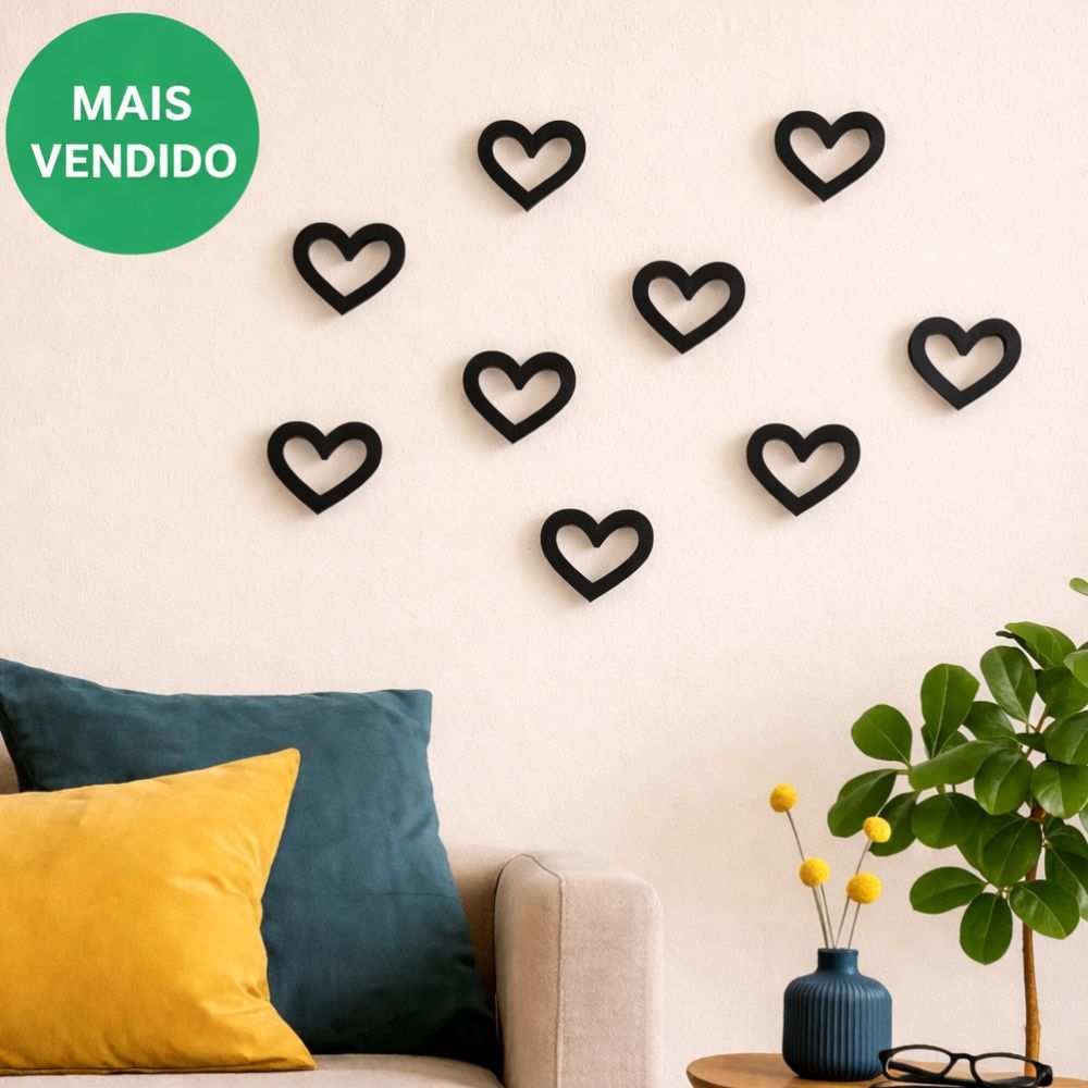 Kit Apliques Coração Decorativo de parede Cabeceira Decoração Sala Artesanato para decorações