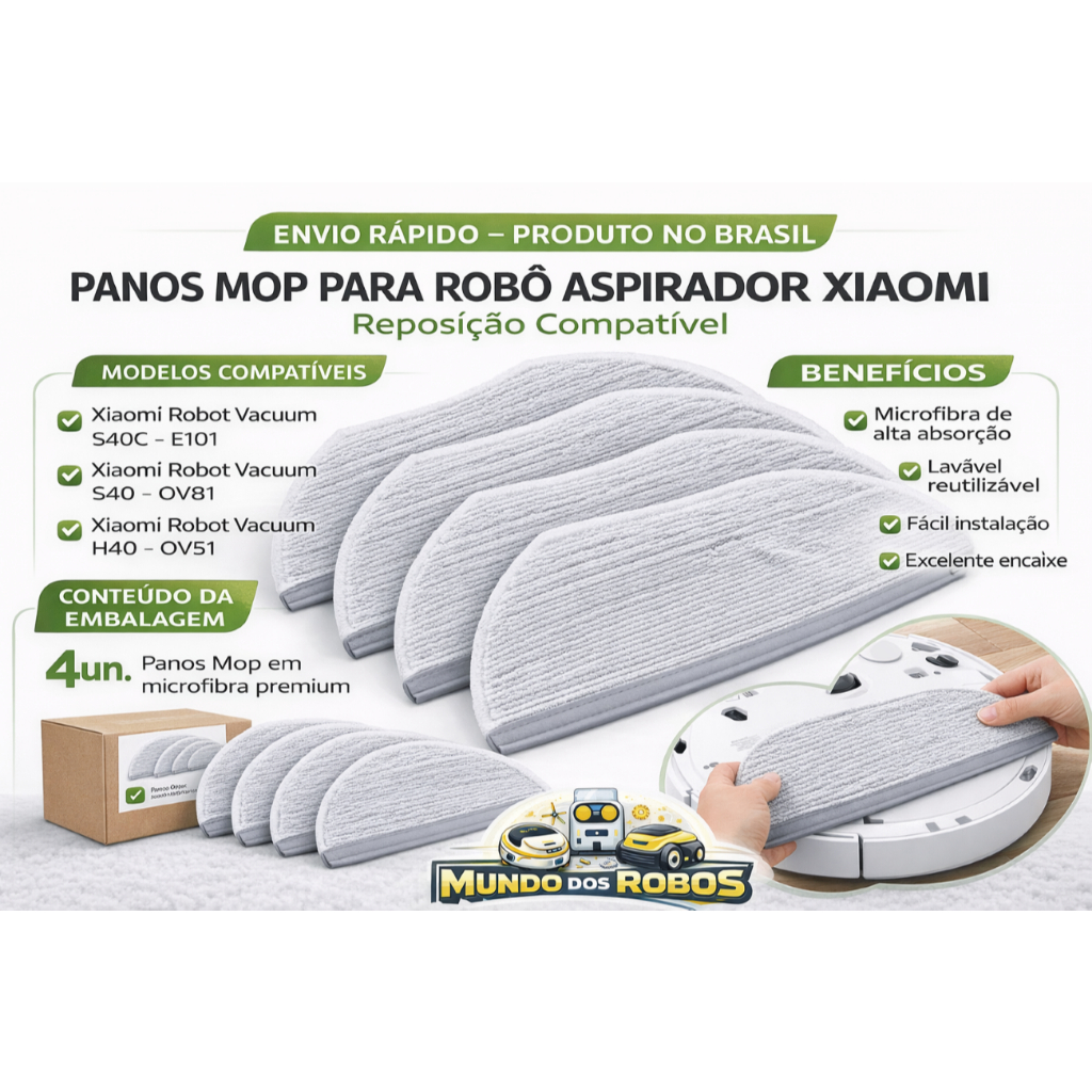 Imagem PANO MOP COMPATIVEL XIAOMI ROBO ASPIRADOR  S40/S40C/H40 MICROFIBRA PREMIUM