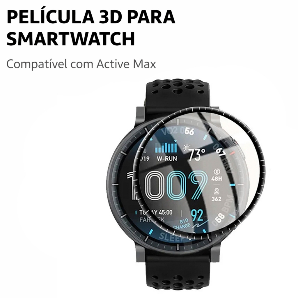 Película 3D de Proteção para Smartwatch Compatível com Amazfit Active max em TPU