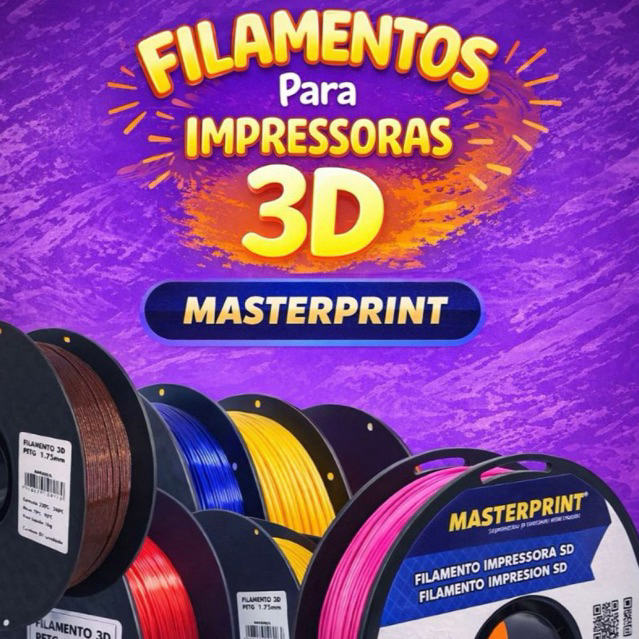 Filamento PETG e PLA 1Kg 1.75mm MasterPrint Premium Alta Resistência p/ Impressora 3D – Várias Cores