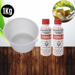 Forma 1kg (Especial e reforçada) + 02 Coalhos Líquido Coala 200ml p/ Queijos Minas Frescal Ricota em Oferta na Shopee