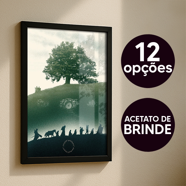 Quadro O Senhor dos Anéis LOTR com moldura e acetato para decoração