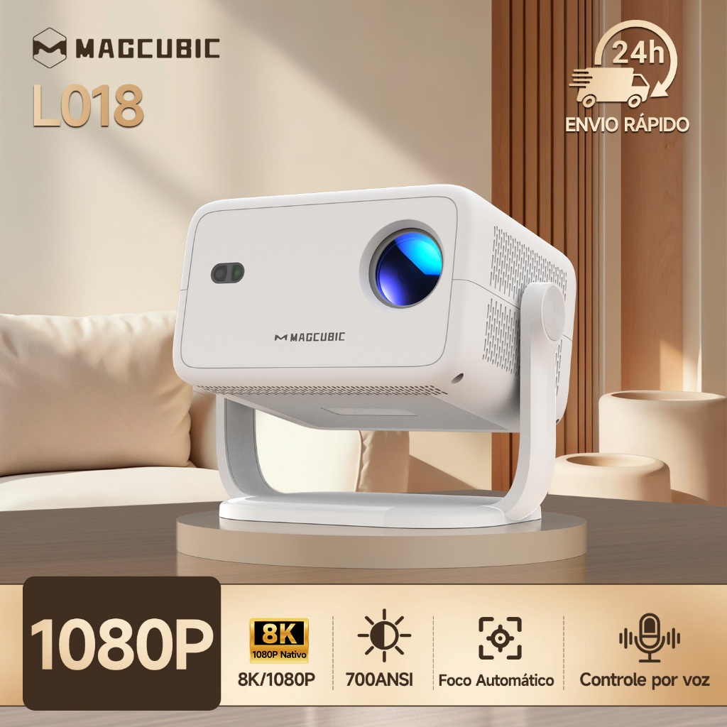 Projetor Magcubic L018 Foco Automático 700 ANSI Nativo 1080P Full HD Evita Obstáculos Smart TV WiFi 6 BT5.4 Bivolt em Oferta na Shopee