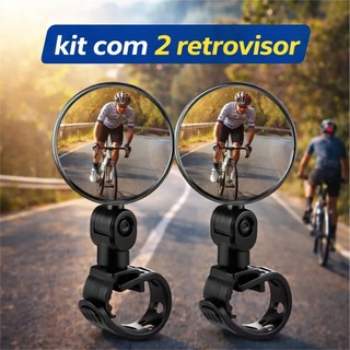 Kit 2 Espelhos Retrovisores de Guidão Acessórios de Bicicleta Grande Angular Rotação de 360 ​​Graus