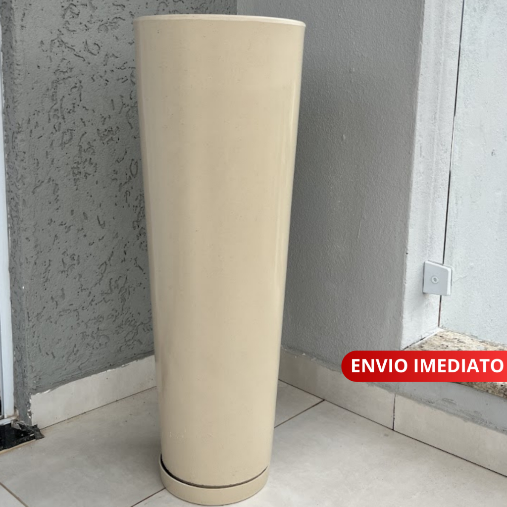 Vaso Ibiza de polietileno para plantas decorativo Coluna Lisa Polida 70cm