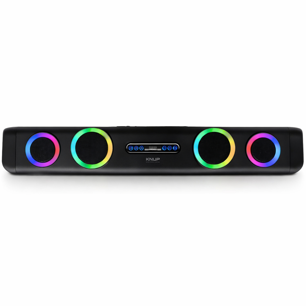 Soundbar Bluetooth 100W RMS para TV HDMI ARC Subwoofer RGB Home Theater 2.1 Potente