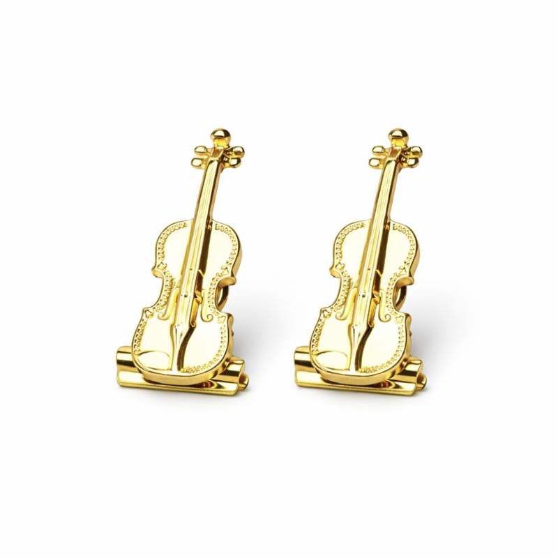Prendedor de partitura luxo Mini violino com flash de ouro 2 unidades.