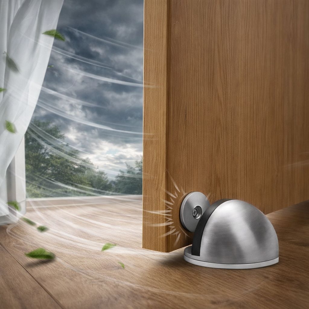 Trava Porta Magnética Inox Kit 1/2/3/4 Com Parafusos e Buchas Limitador De Parada De Porta Anticolisão Sem Punção