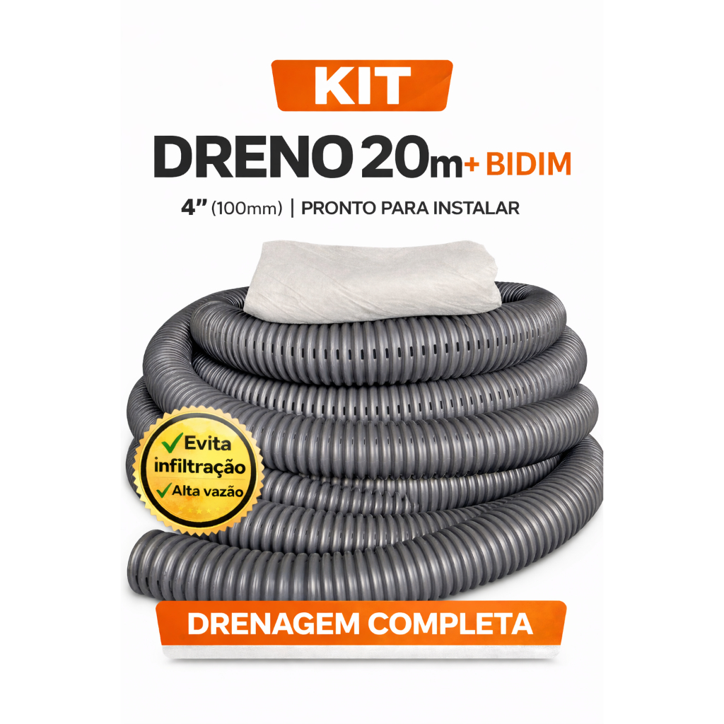 Kit Dreno 4 Polegadas 100mm com Manta Bidim 20 Metros Tubo Drenagem Solo Jardim e Agricultura em Oferta na Shopee