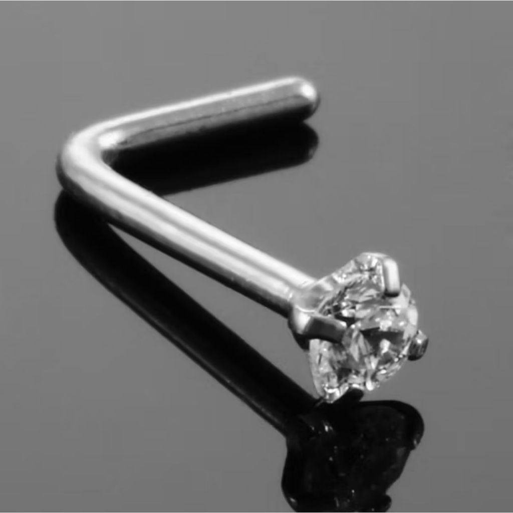 Kit 2 Piercing Nariz Nostril Ponto de Luz - 3mm - Pedra Zirconia | Aço Cirúrgico | Ponta em L em Oferta na Shopee