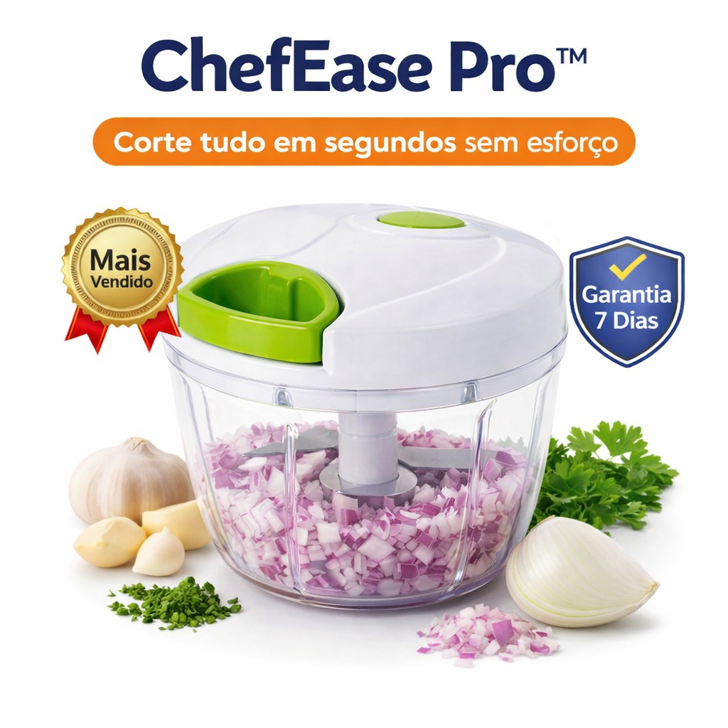 Processador Manual ChefEase Pro 500ml Triturador Alho Cebola 3 Lâminas Portátil