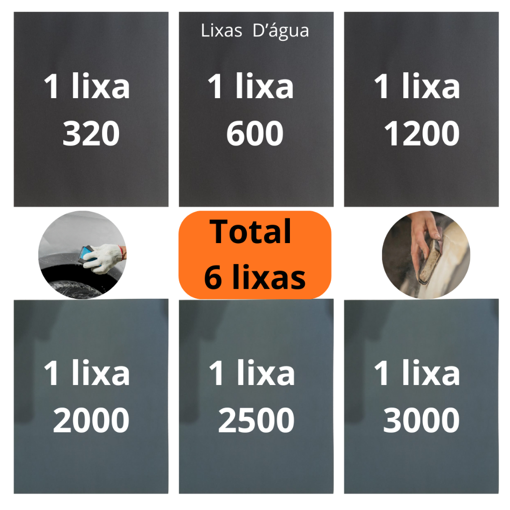 Lixa 320 600 1200 2000 2500 3000 Kit 1 2 3 folhas Grão água Polimento Lixamento Plásticos Pintura