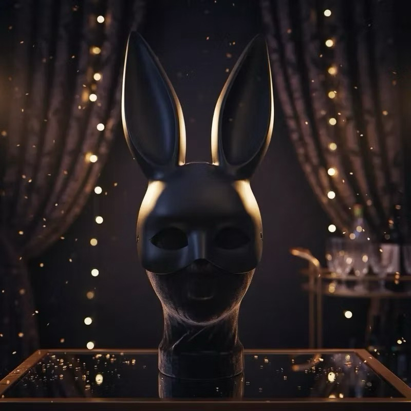 MÁSCARA PRETA FOSCA COELHINHA FANTASIA COSPLAY | FESTA | PÁSCOA | ORELHINHA | MATERIAL: PLÁSTICO | CARNAVAL | HALLOWEEN