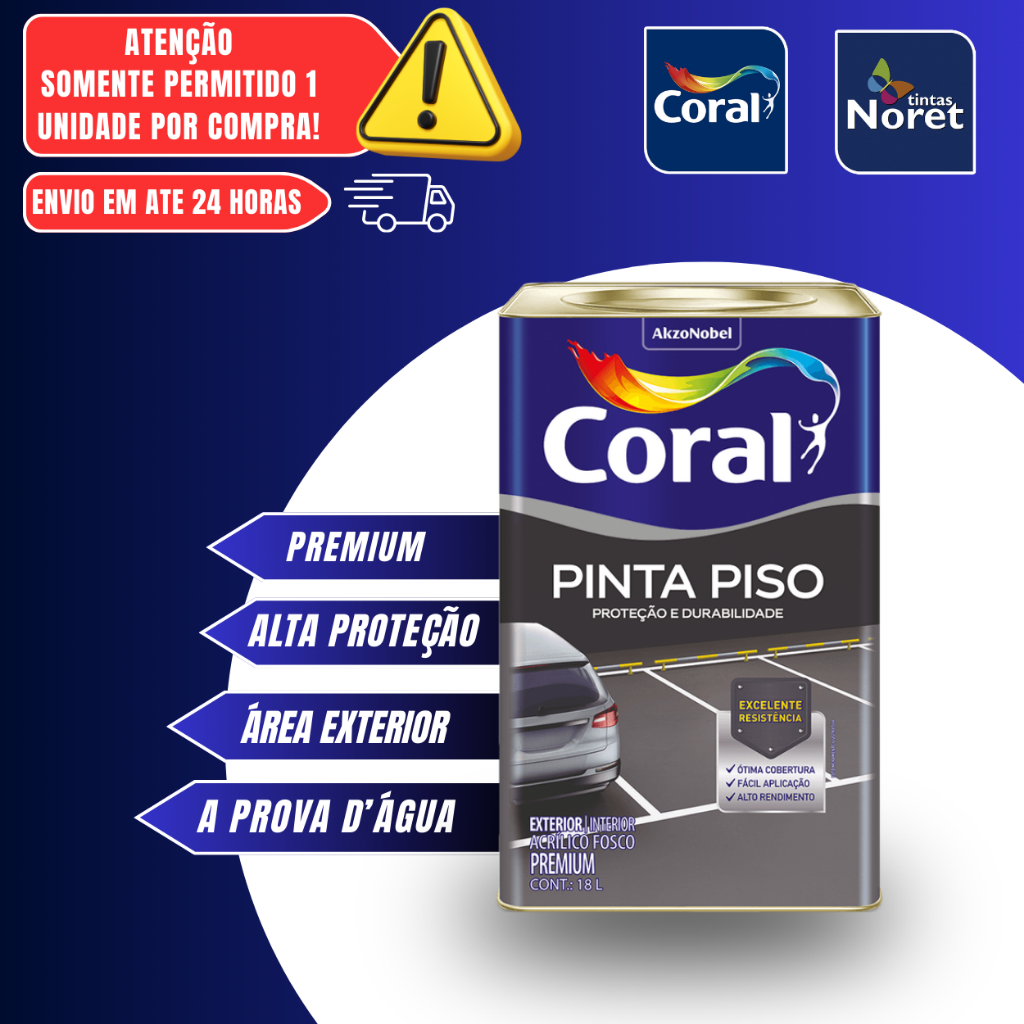Tinta Acrílica Coral Pinta Piso Alta Resistência cores 18l