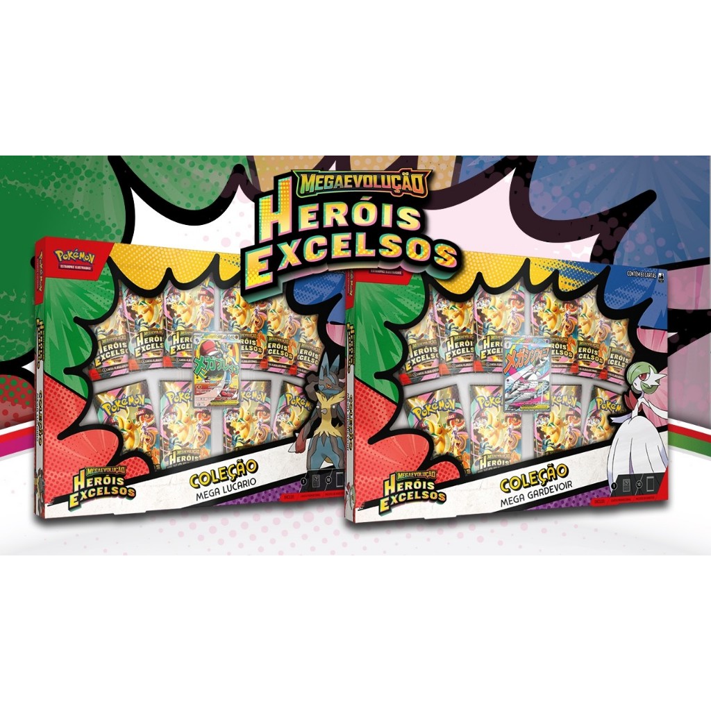 Coleção Mega Lucario e Mega Gardevoir - MegaEvolução Heróis Excelsos Pokémon TCG