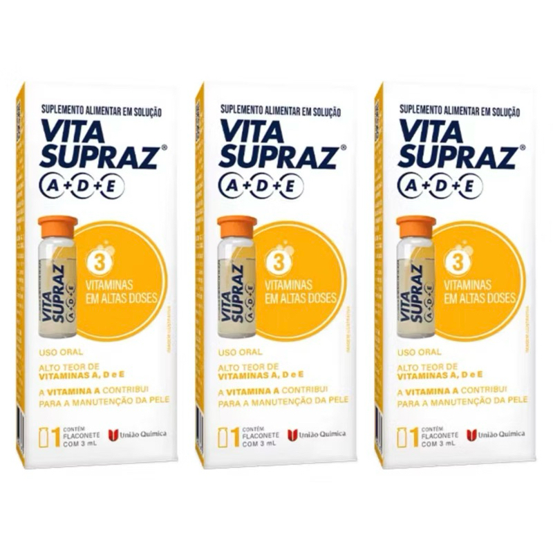 Kit 3x Vita Supraz A+D+E Solução 3ml mesma que ADEFORTE
